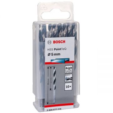 Bosch  2608577218 - Set burghie metal HSS-PointTeq 5  mm tija cilindrica 10  bucati