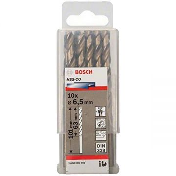 Bosch  2608585890 - Set burghie metal HSS-CO 6.5  mm tija cilindrica 10  bucati