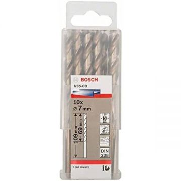 Bosch  2608585892 - Set burghie metal HSS-CO 7  mm tija cilindrica 10  bucati