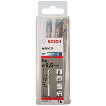 Bosch  2608585895 - Set burghie metal HSS-CO 8.5  mm tija cilindrica 5  bucati