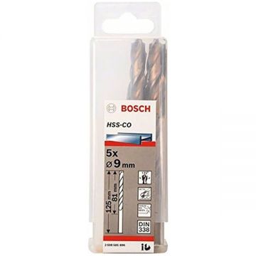 Bosch  2608585896 - Set burghie metal HSS-CO 9  mm tija cilindrica 5  bucati