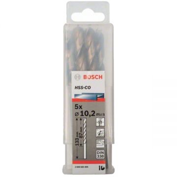 Bosch  2608585899 - Set burghie metal HSS-CO 10.2  mm tija cilindrica 10  bucati