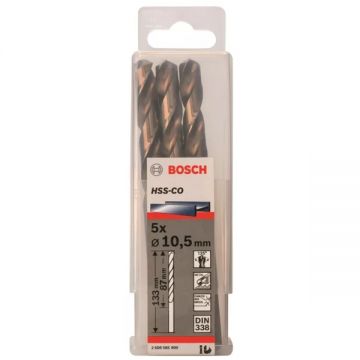 Bosch  2608585900 - Set burghie metal HSS-CO 10.5  mm tija cilindrica 5  bucati