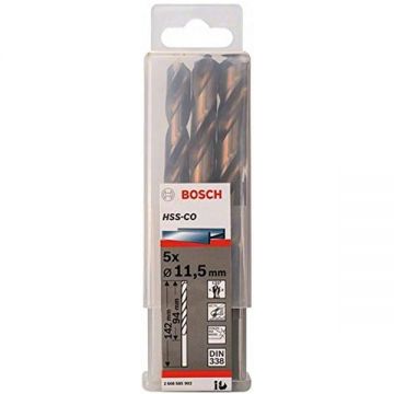 Bosch  2608585902 - Set burghie metal HSS-CO 11.5  mm tija cilindrica 5  bucati