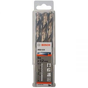 Bosch  2608585903 - Set burghie metal HSS-CO 12  mm tija cilindrica 5  bucati