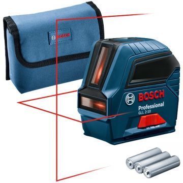 Bosch  GLL 2-10 - Nivela laser cu linii 10 m +/-0.3 mm/m 2 linii laser fascicul rosu geanta textila