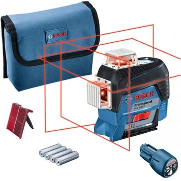 Bosch  GLL 3-80 C - Nivela laser cu linii 30 m +/-0.2 mm/m 3 linii laser fascicul rosu proiectie 360 grade geanta textila
