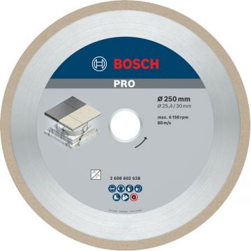 Bosch  PRO Ceramic - Disc diamantat de taiere continuu 250x30/25.4x2.4 mm taiere umeda si uscata