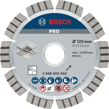 Bosch  PRO Concrete - Disc diamantat de taiere segmentat 125x22.2x2.2 mm taiere uscata