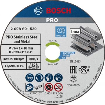 Bosch  PRO Stainless Steel and Metal - Disc taiere 76x10x1 mm 5 bucati