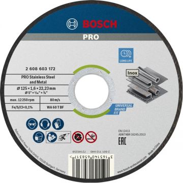 Bosch  PRO Stainless Steel and Metal - Disc taiere inox si metal 125x22.2x1.6 mm 1 buc