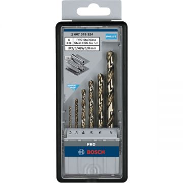 Bosch  PRO Stainless Steel HSS-Co - Set burghie metal HSS-CO 2-8  mm tija cilindrica 6  bucati