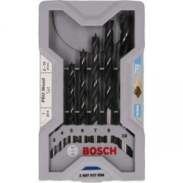 Bosch  PRO Wood - Set burghie lemn cu varf ascutit 3-10  mm tija cilindrica 7 bucati