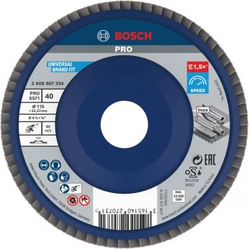 Bosch  PRO X571 - Disc lamelar profil drept 115x22.2 mm granulatie 40