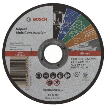 Bosch  Rapido Multi Construction - Disc taiere multimaterial 125x22.2x1 mm 1 buc