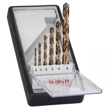 Bosch  Robust Line HSS-Co - Set burghie metal HSS-CO 2-8  mm tija cilindrica 6  bucati