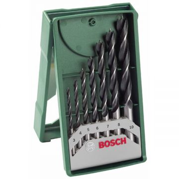 Bosch  X-Line - Set burghie lemn cu varf ascutit 3-10  mm tija cilindrica 7 bucati