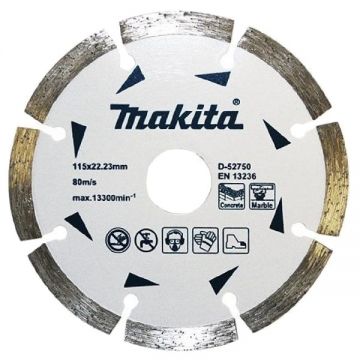 Makita  D-52750 - Disc diamantat de taiere segmentat 115x22.2x- mm taiere umeda si uscata