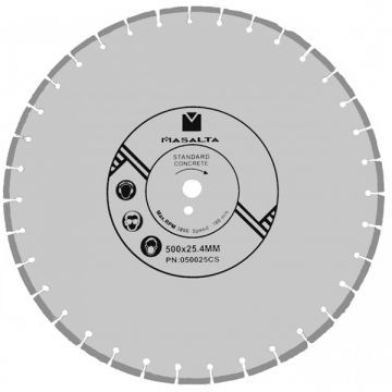 Masalta 1155200500 - Disc diamantat de taiere segmentat 500x25.4x3.6 mm taiere umeda si uscata Masalta 1155200500 - Disc diamantat de taiere segmentat 500x25.4x3.6 mm taiere umeda si uscata