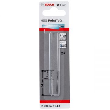 Bosch  2608577153 - Set burghie metal HSS-PointTeq 1  mm tija cilindrica 2  bucati