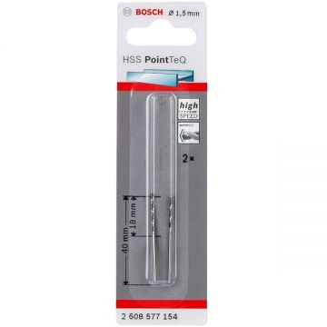 Bosch  2608577154 - Set burghie metal HSS-PointTeq 1.5  mm tija cilindrica 2  bucati