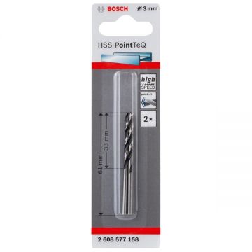 Bosch  2608577158 - Set burghie metal HSS-PointTeq 3  mm tija cilindrica 2  bucati
