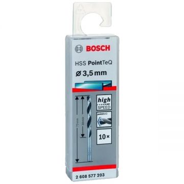 Bosch  2608577203 - Set burghie metal HSS-PointTeq 3.5  mm tija cilindrica 10  bucati