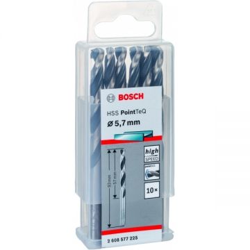 Bosch  2608577225 - Set burghie metal HSS-PointTeq 5.7  mm tija cilindrica 10  bucati