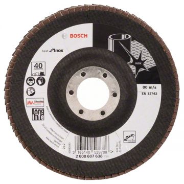 Bosch  Best for Inox - Disc lamelar profil convex 125x22.2 mm granulatie 40