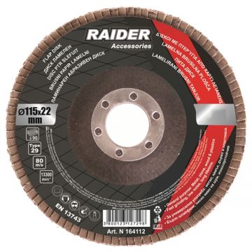 Raider  A-60 - Disc lamelar profil drept 115x22.2 mm granulatie 60