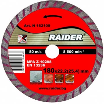 Raider  RD-DD07 - Disc diamantat de taiere continuu 180x25.4x- mm taiere umeda si uscata