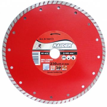 Raider  RD-DD08 - Disc diamantat de taiere continuu 230x25.4x- mm taiere umeda si uscata
