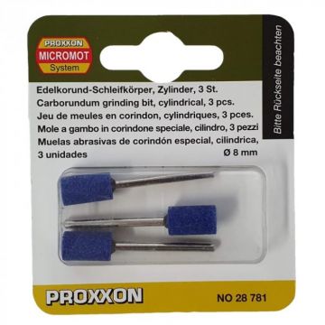 Set biaxuri din corindon de forma cilindrica Micromot Proxxon 28781, O8 mm, 3 bucati