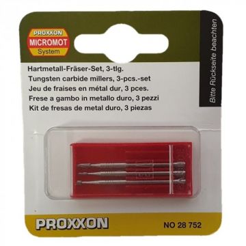 Set freze din carbura de tungsten Micromot Proxxon 28752, O1.2-O2.3 mm, 3 piese