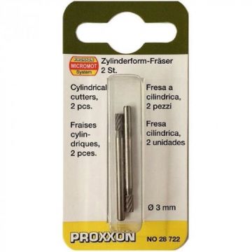 Set freze din otel-wolfram-vanadiu de forma cilindrica Micromot Proxxon 28722, O3 mm, 2 bucati