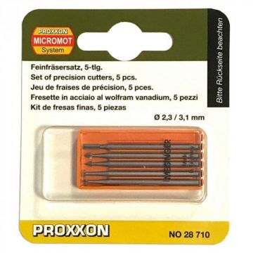 Set freze din otel-wolfram-vanadiu Proxxon 28710, O2.35-O3.1 mm, 5 piese