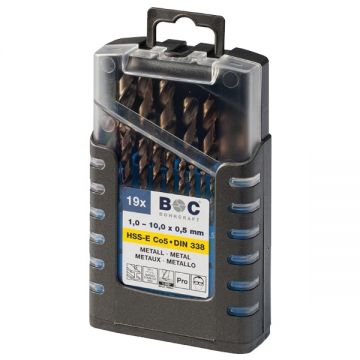 BOHRCRAFT  VE10 - Set burghie metal HSS-CO 1-10  mm tija cilindrica 19  bucati