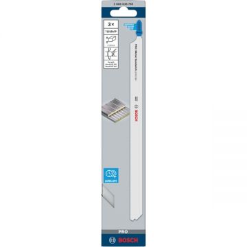Bosch  PRO Metal Sandwich T1018AFP - Set panze fierastrau pendular tija cu un prag de prindere (T) 250 mm panou sandwich taiere dreapta fina 3 bucati