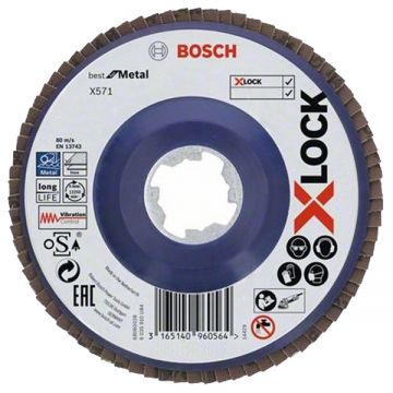 Bosch  PRO Steel and Stainless Steel X571 - Disc lamelar profil drept 125x22.2 mm granulatie 40