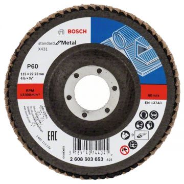 Bosch  X431 - Disc lamelar profil convex 115x22.2 mm granulatie 60