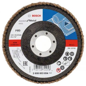 Bosch  X431 - Disc lamelar profil convex 115x22.2 mm granulatie 80