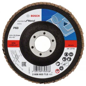 Bosch  X431 - Disc lamelar profil drept 115x22.2 mm granulatie 60