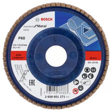 Bosch  X431 - Disc lamelar profil drept 115x22.2 mm granulatie 60