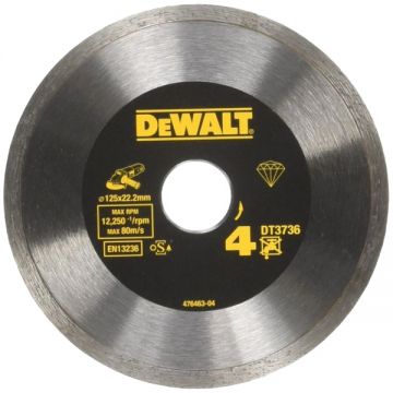 DeWalt DT3736 - Disc diamantat de taiere continuu 125x22.2x1.6 mm taiere uscata DeWalt DT3736 - Disc diamantat de taiere continuu 125x22.2x1.6 mm taiere uscata