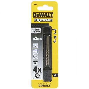 DeWalt  DT4902 - Set burghie metal HSS-CO 3  mm tija cilindrica 2  bucati