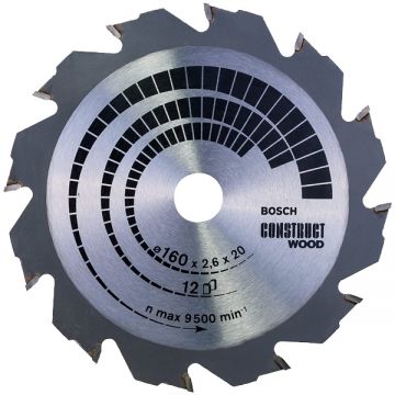 Bosch  Construct Wood - Panza fierastrau circular lemn 160x20/16x2.6 mm 12 dinti