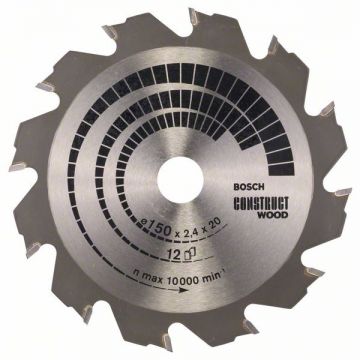 Bosch  Construct Wood - Panza fierastrau circular lemn cu cuie 150x20/16x2.4 mm 12 dinti