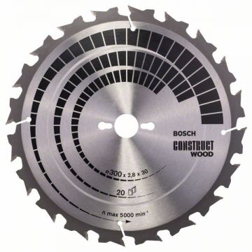 Bosch  Construct Wood - Panza fierastrau circular lemn cu cuie 300x30x2.8 mm 20 dinti
