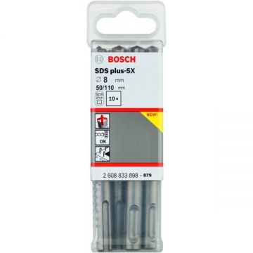 Bosch  Plus-5X - Set burghie SDS-Plus 8  mm 10 bucati beton armat