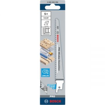 Bosch  PRO Window Demolition S611DF - Set panze fierastrau sabie bimetal 150 mm 6 dinti/inch dantura standard 5 bucati